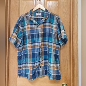 Linen blend button up shirt